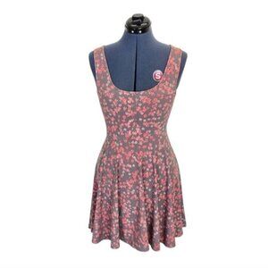 Free People grey and pink floral fit and flare skater mini dress XS
